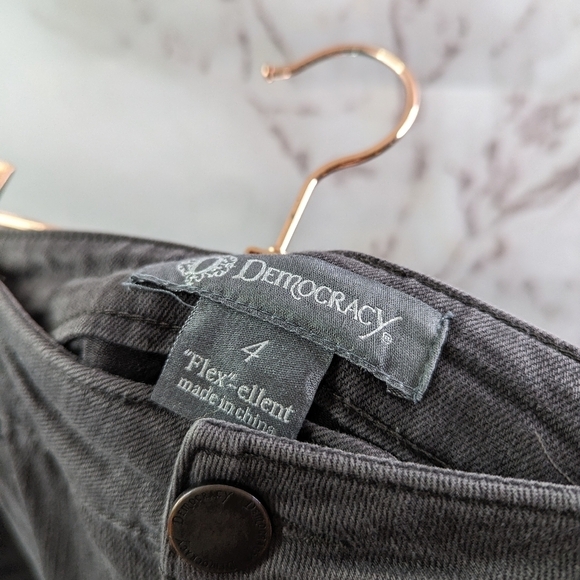 Democracy Pants Women 4 Gray Black Mid Rise Crop Flexcellent Skinny Jeans Cuffed - Picture 3 of 10